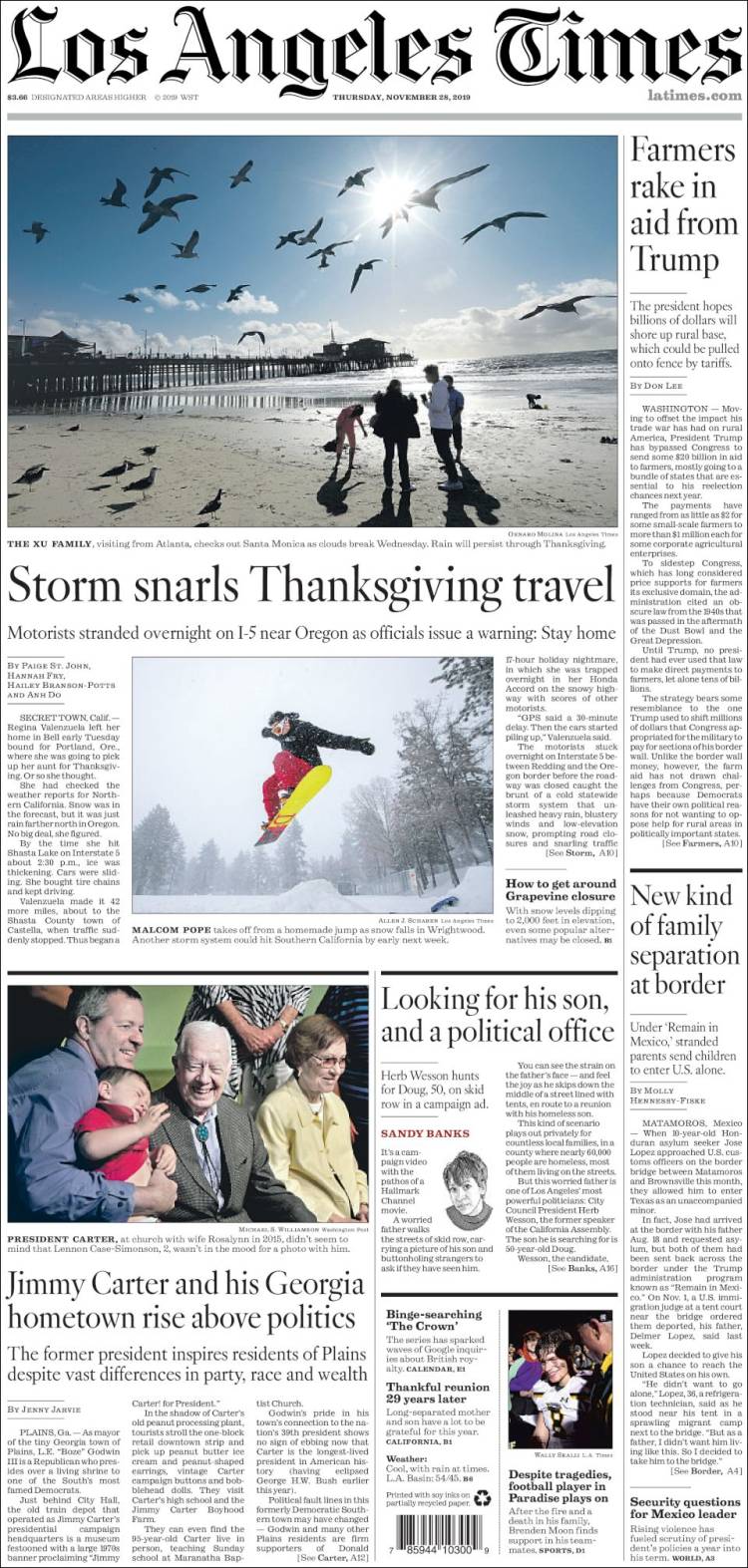 Portada de Los Angeles Times (USA)