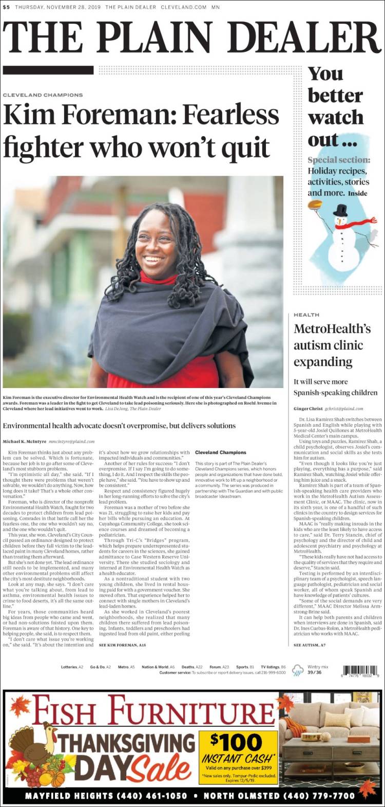 Portada de The Plain Dealer (USA)