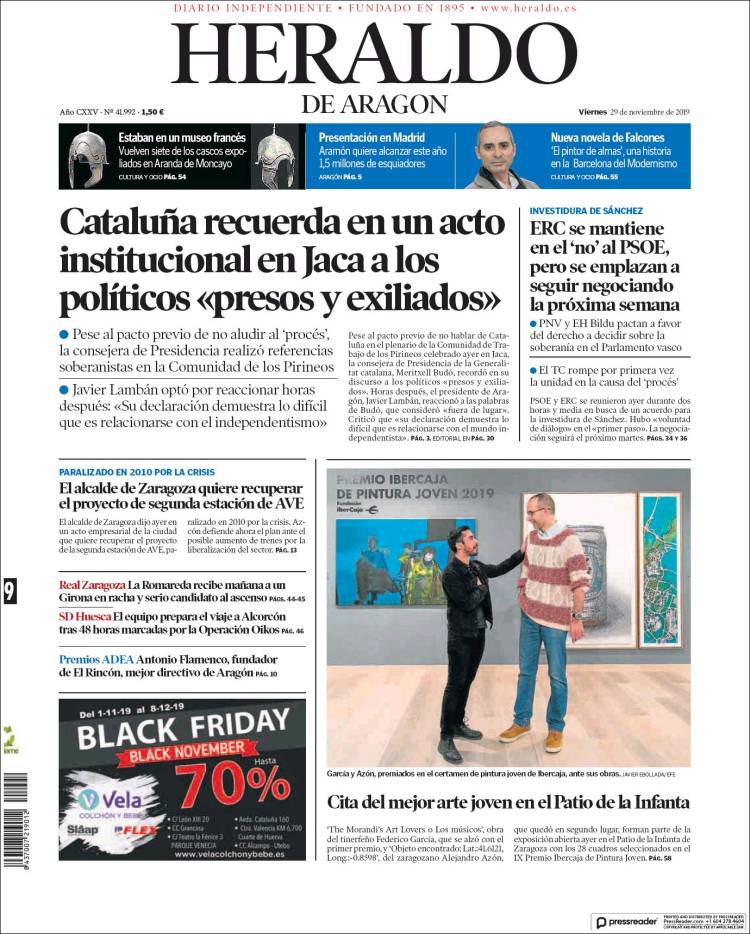 Portada de Heraldo de Aragón (España)