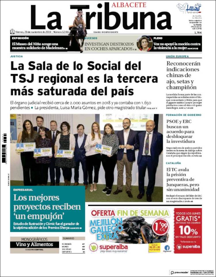 Portada de La Tribuna de Albacete (España)