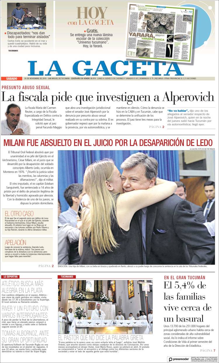 Portada de La Gaceta (Argentina)