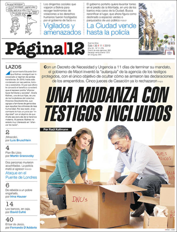 Portada de Página/12 (Argentina)