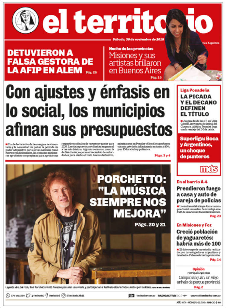 Portada de El Territorio (Argentina)
