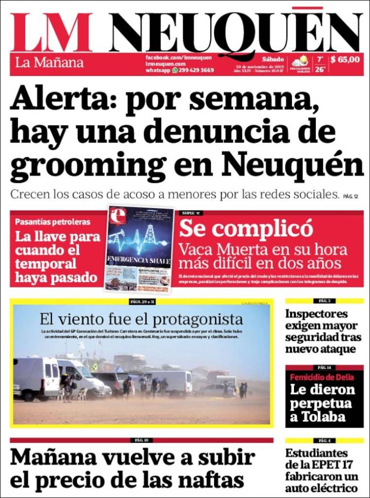 Portada de La Mañanade Neuquén (Argentina)