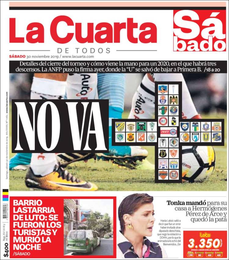 Portada de La Cuarta (Chile)