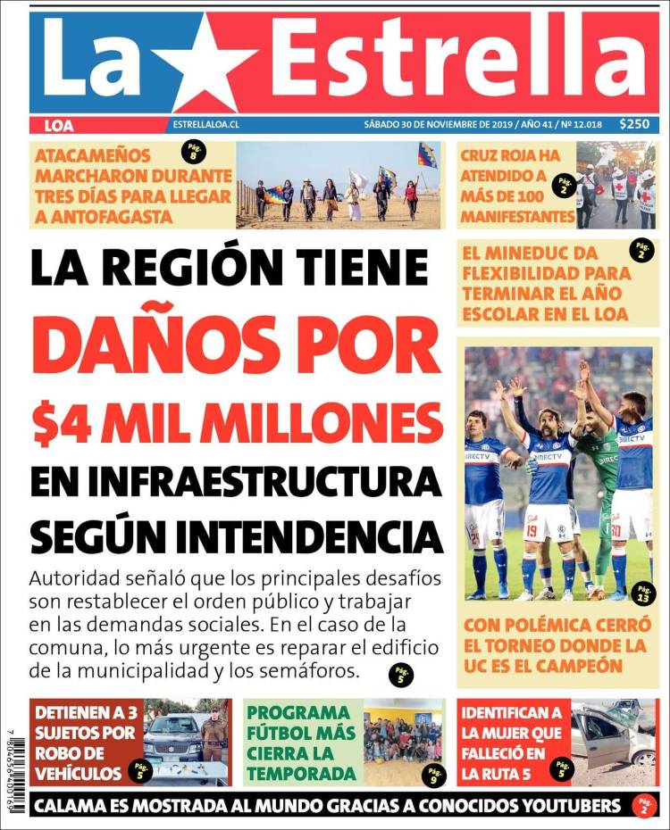 Portada de La Estrella de Loa (Chile)