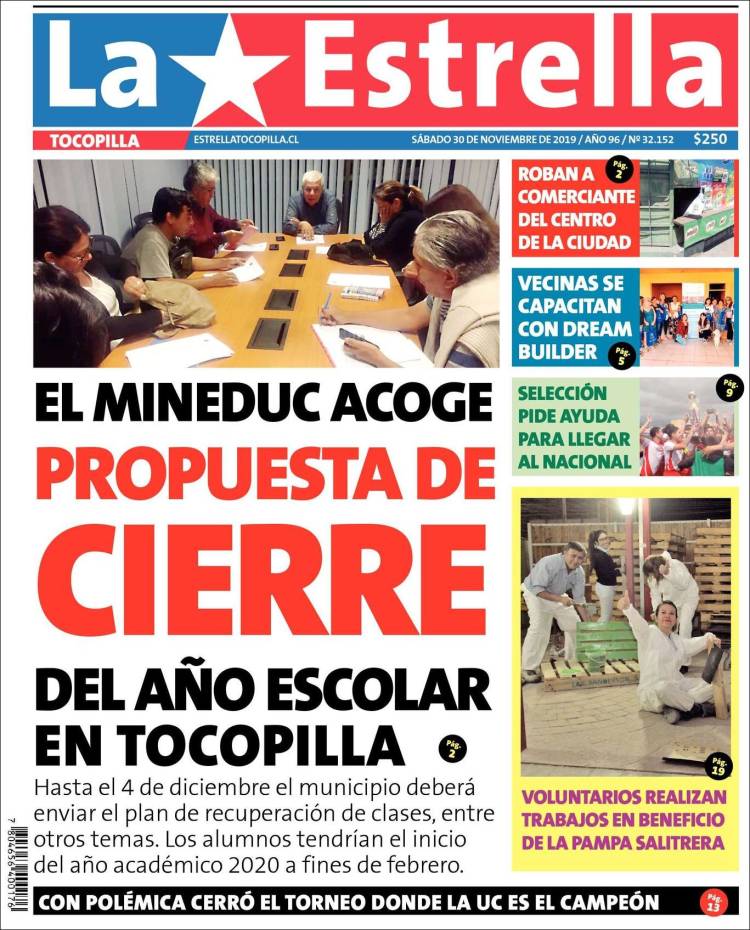 Portada de La Estrella de Tocopilla (Chile)