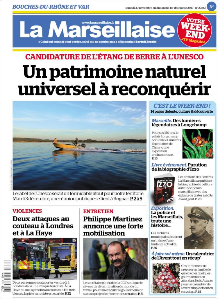 Portada de La Marseillaise (Francia)