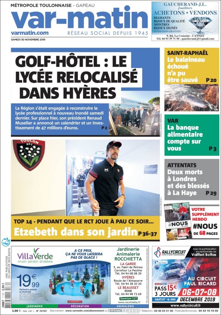 Portada de Nice-Matin (Francia)