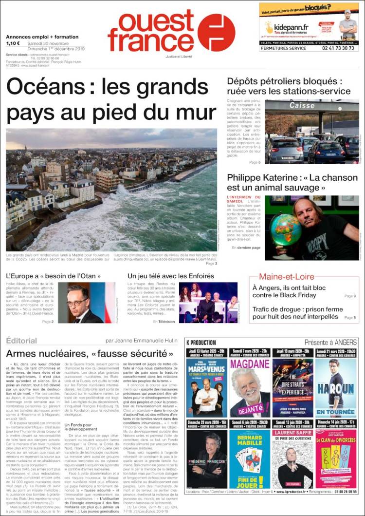 Portada de Ouest France (Francia)