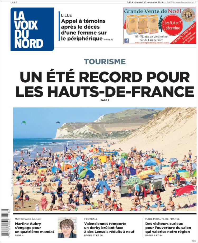 Portada de La Voix du Nord (Francia)