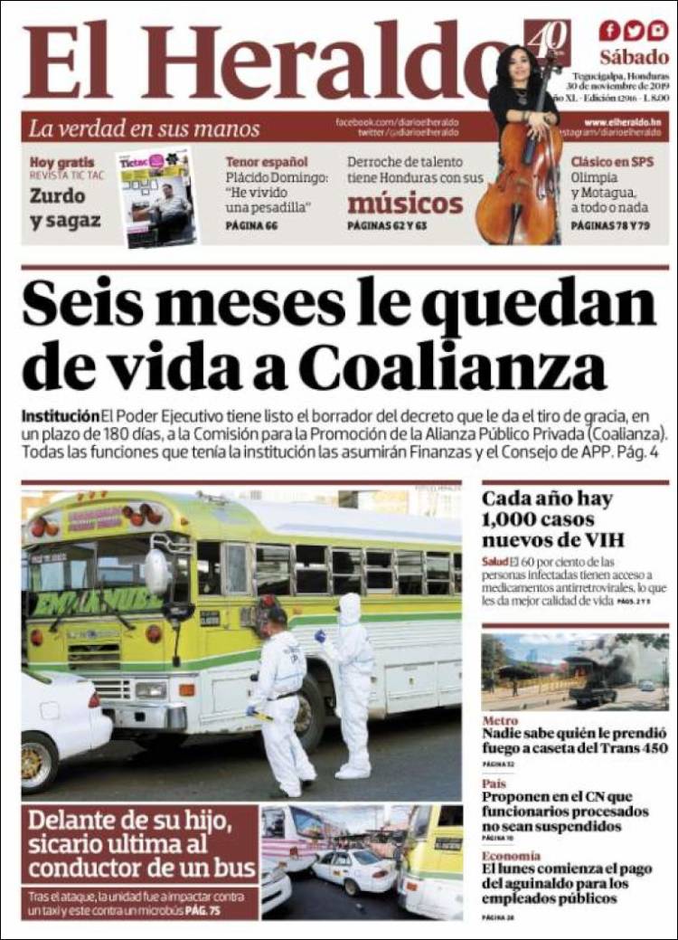 Portada de El Heraldo (Honduras)