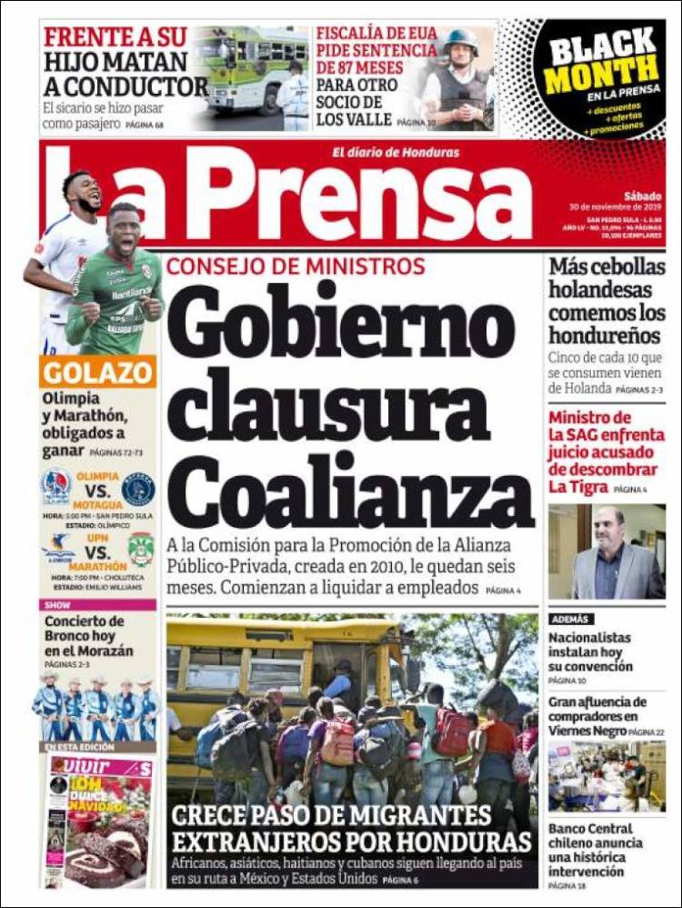 Portada de La Prensa (Honduras)
