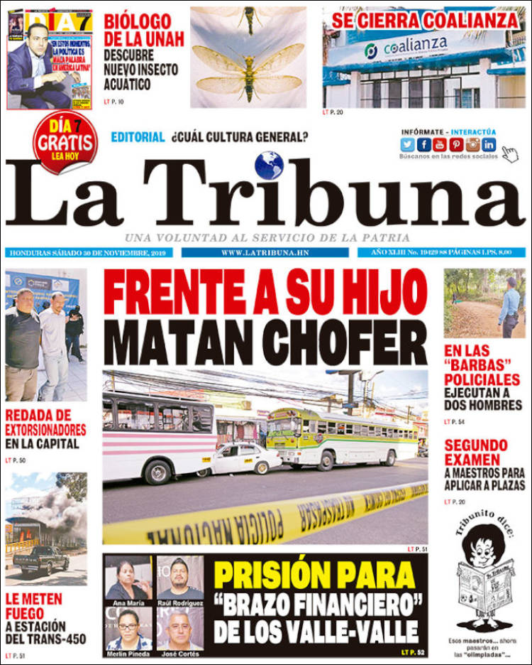Portada de La Tribuna (Honduras)