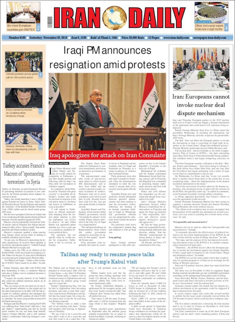 Portada de Iran Daily (Ir&aacute;n)