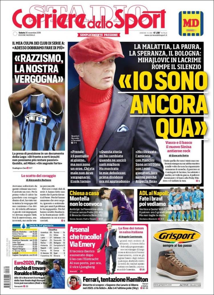 Portada de Corriere dello Sport (Italia)