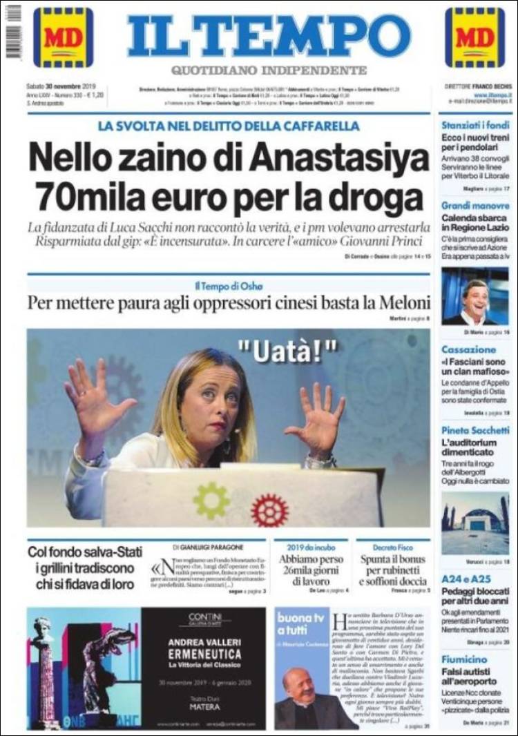 Portada de Il Tempo (Italia)