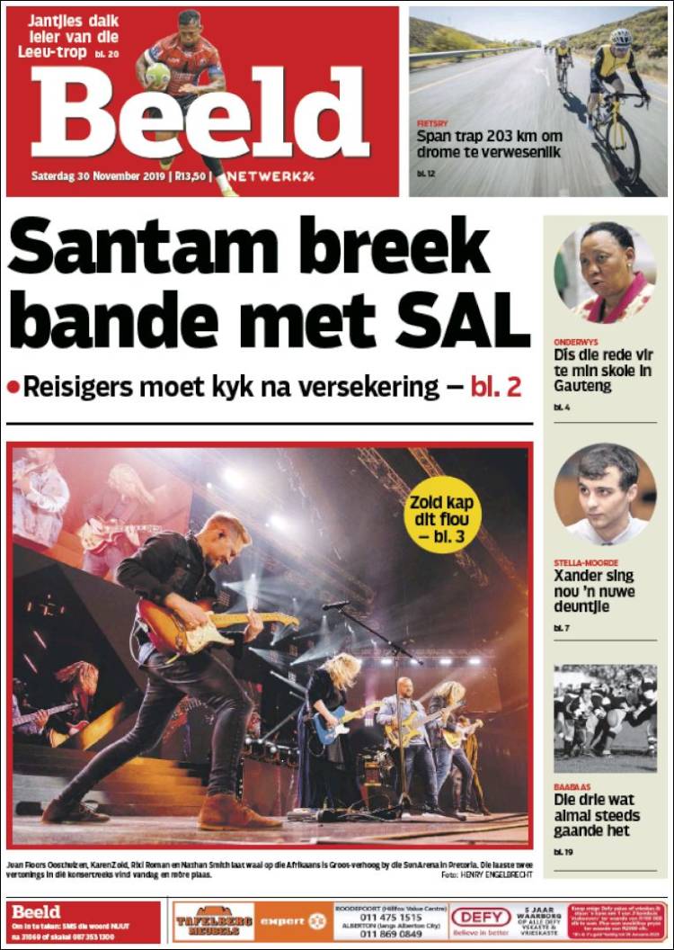 Portada de Beeld (Sud&aacute;frica)