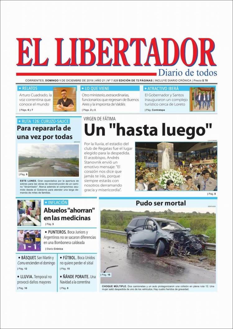 Portada de Diario El Libertador (Argentina)