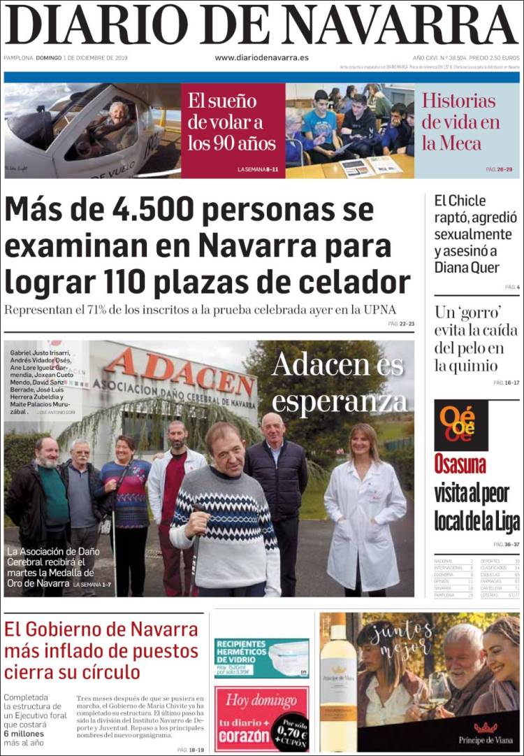 Portada de Diario de Navarra (España)