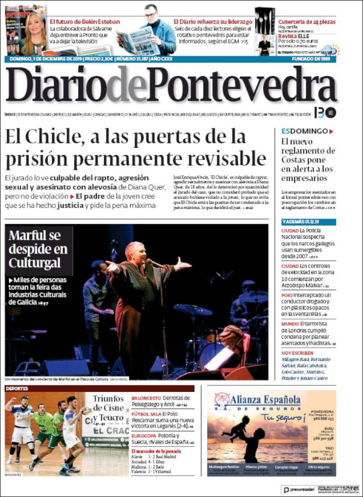 Portada de Diario de Pontevedra (España)