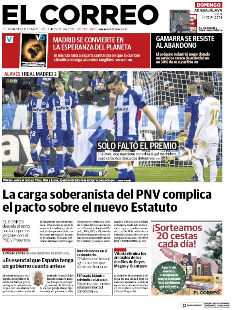 Portada de El Correo - Álava (España)