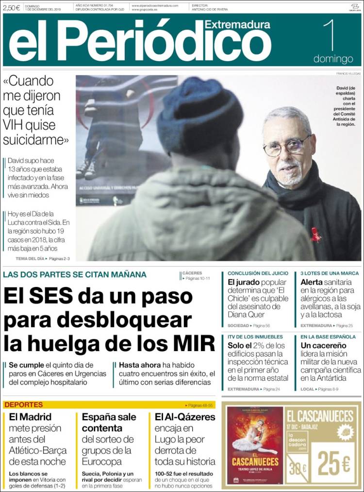 Portada de El Periódico de Extremadura (España)