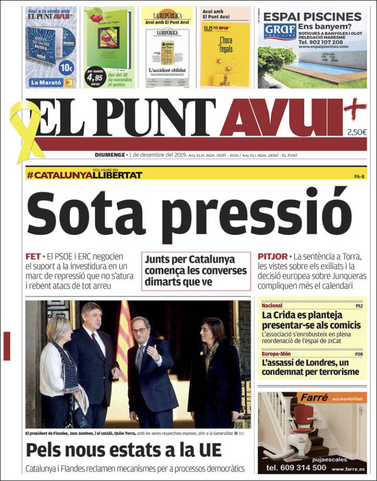 Portada de El Punt Avui (España)