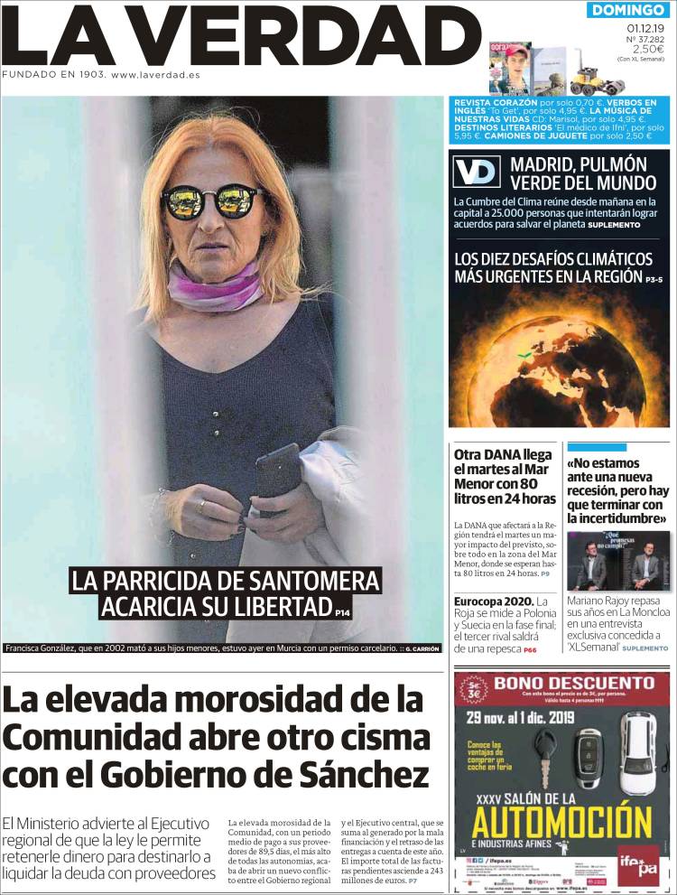 Portada de La Verdad de Murcia (España)