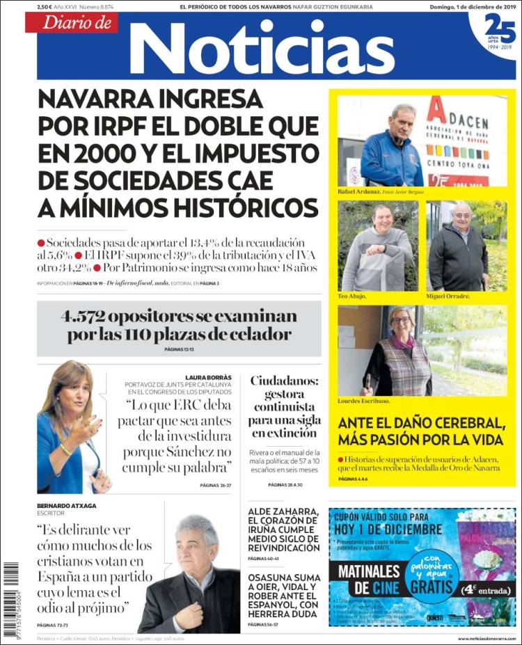 Portada de Noticias de Navarra (España)