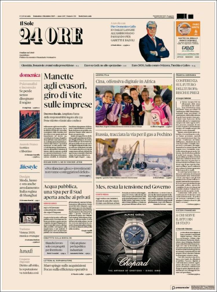 Portada de Il Sole 24 ORE (Italia)