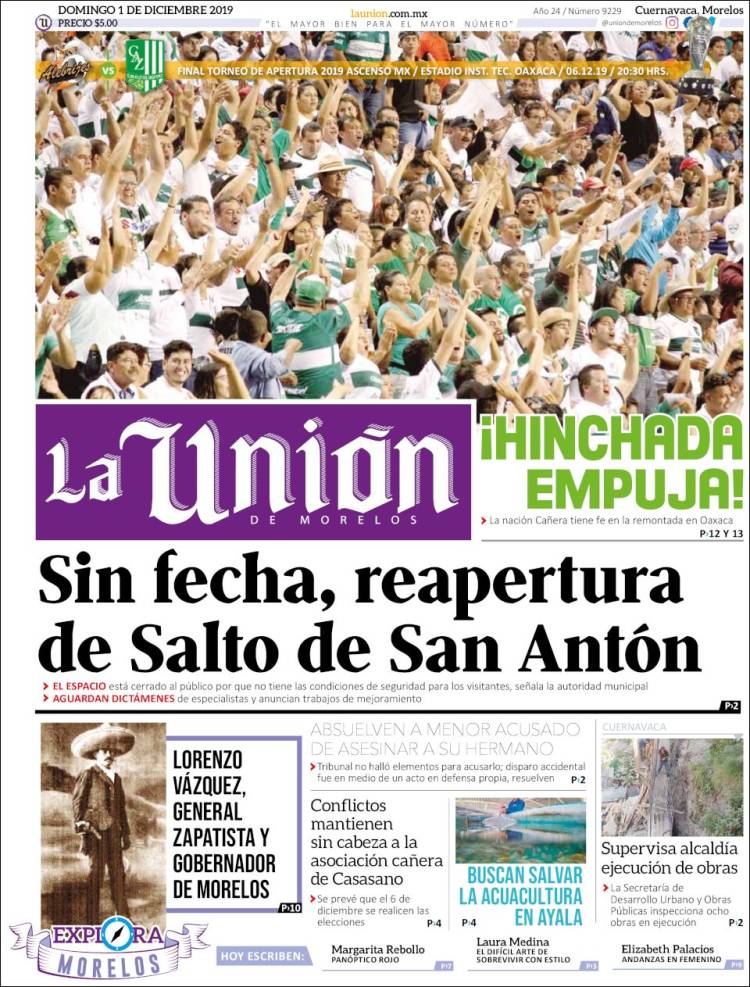 Portada de La Unión de Morelos (México)