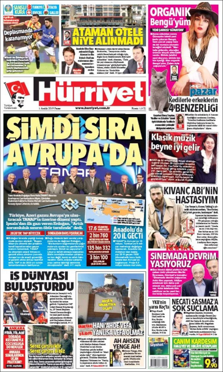 Portada de Hürriyet (Turqu&iacute;a)