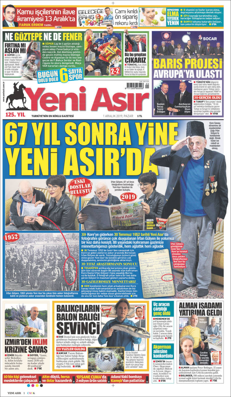 Portada de Yeni Asır (Turqu&iacute;a)