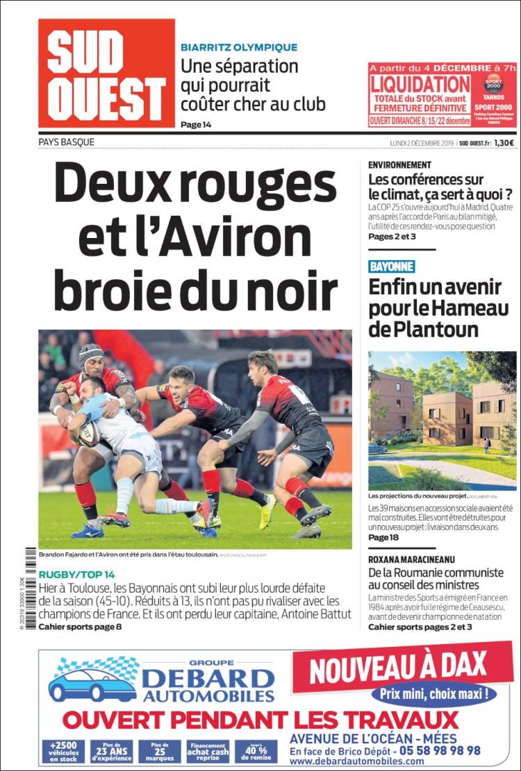 Portada de Sud Ouest (France)