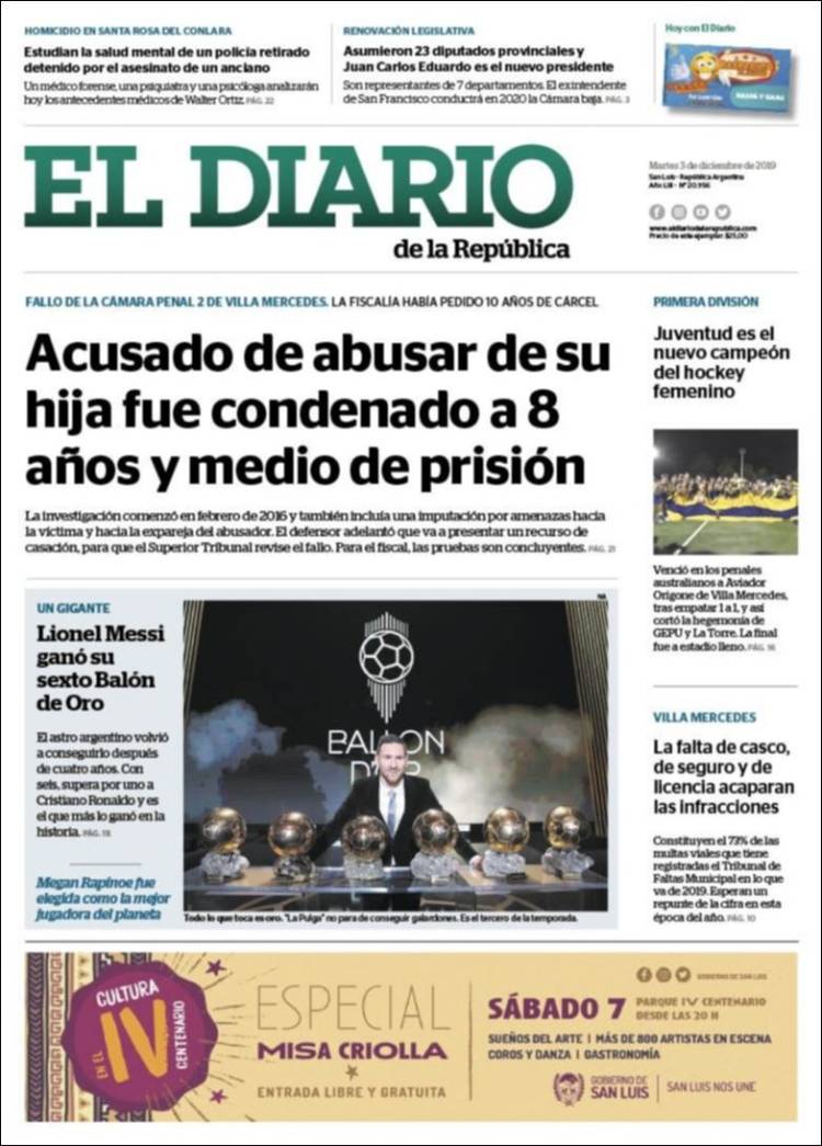 Portada de Diario de la República (Argentina)