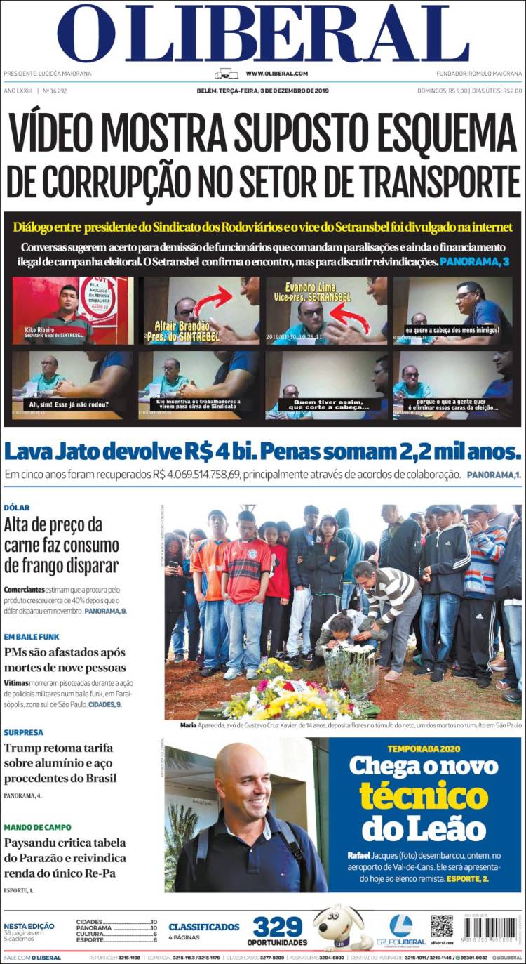 Portada de O Liberal (Brasil)