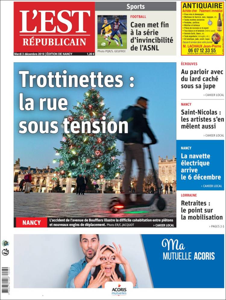 Portada de L'Est Republicain (Francia)