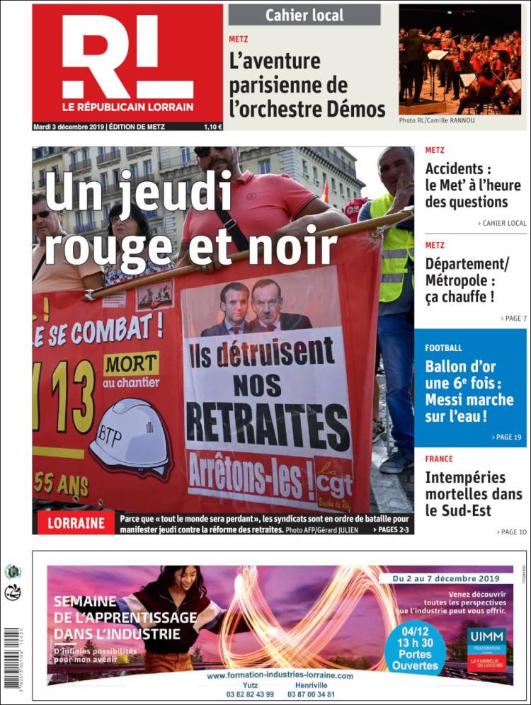 Portada de Le Republicain Lorrain (Francia)