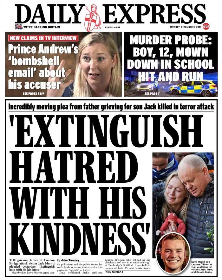 Portada de Daily Express (Reino Unido)