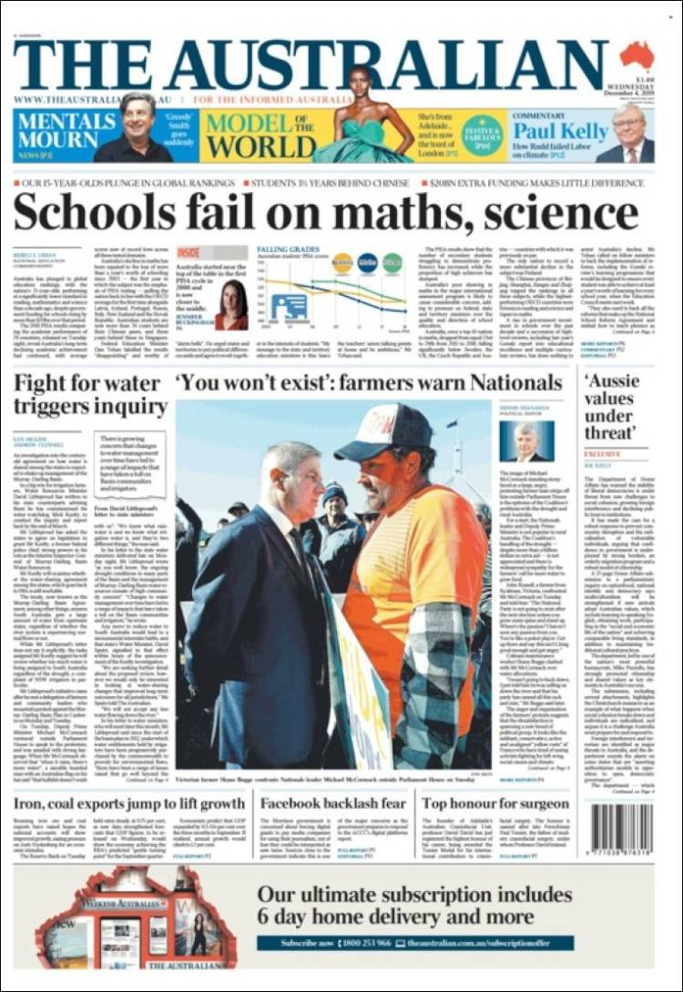 Portada de The Australian (Australia)