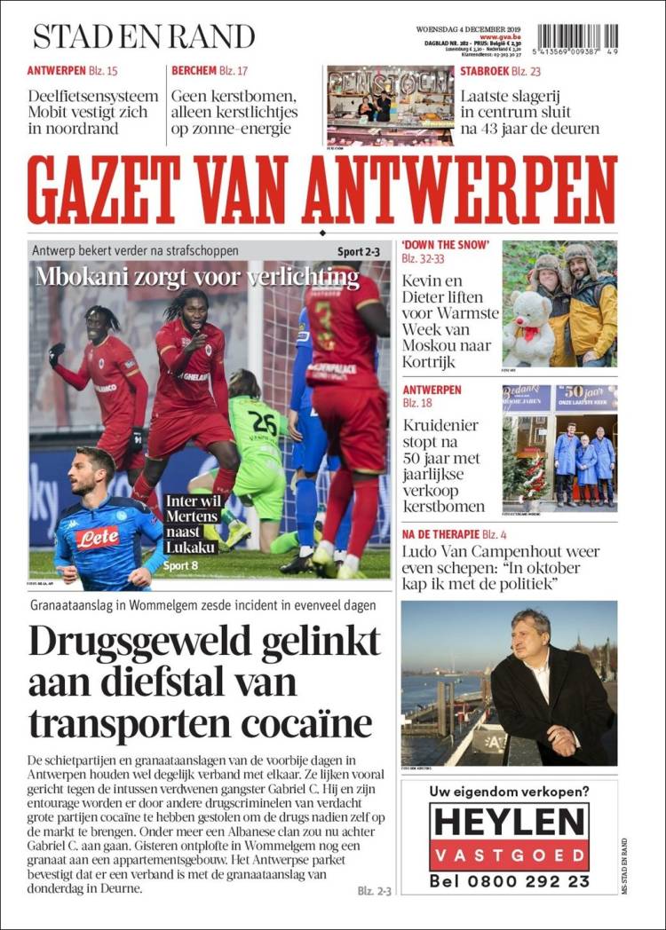 Portada de Gazet van Antwerpen (B&eacute;lgica)