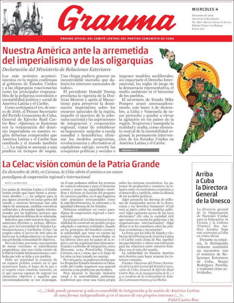 Portada de Granma (Cuba)