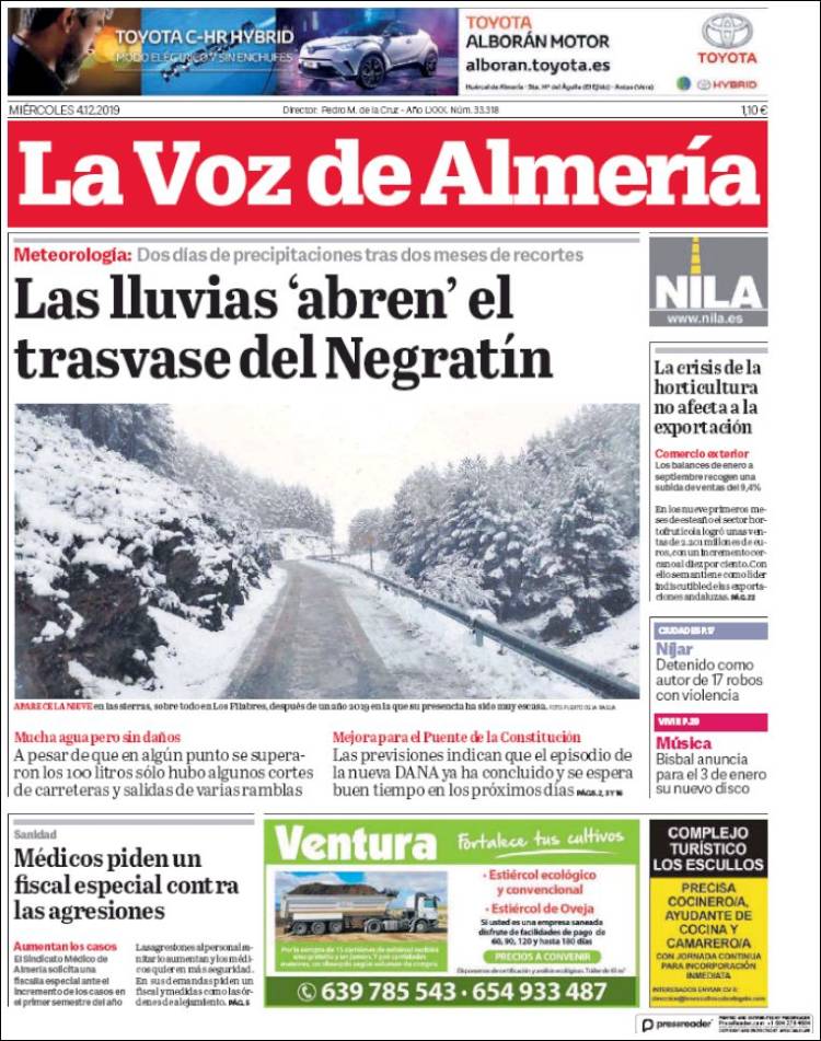 Portada de La Voz de Almería (España)