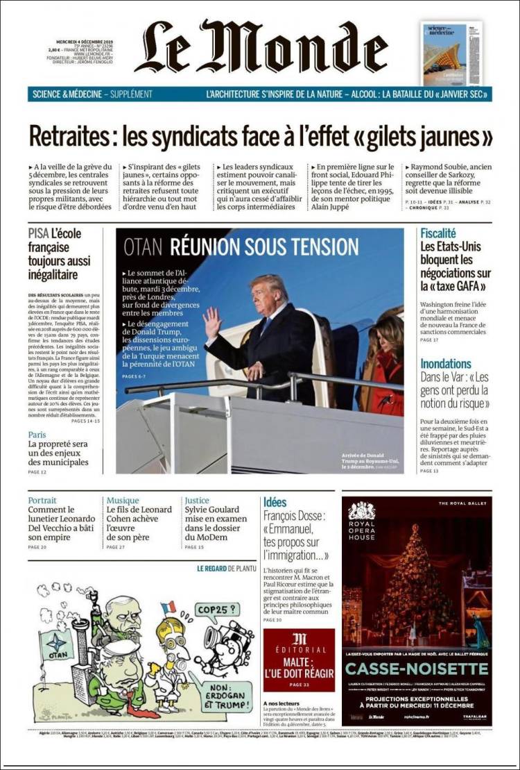 Portada de Le Monde (Francia)
