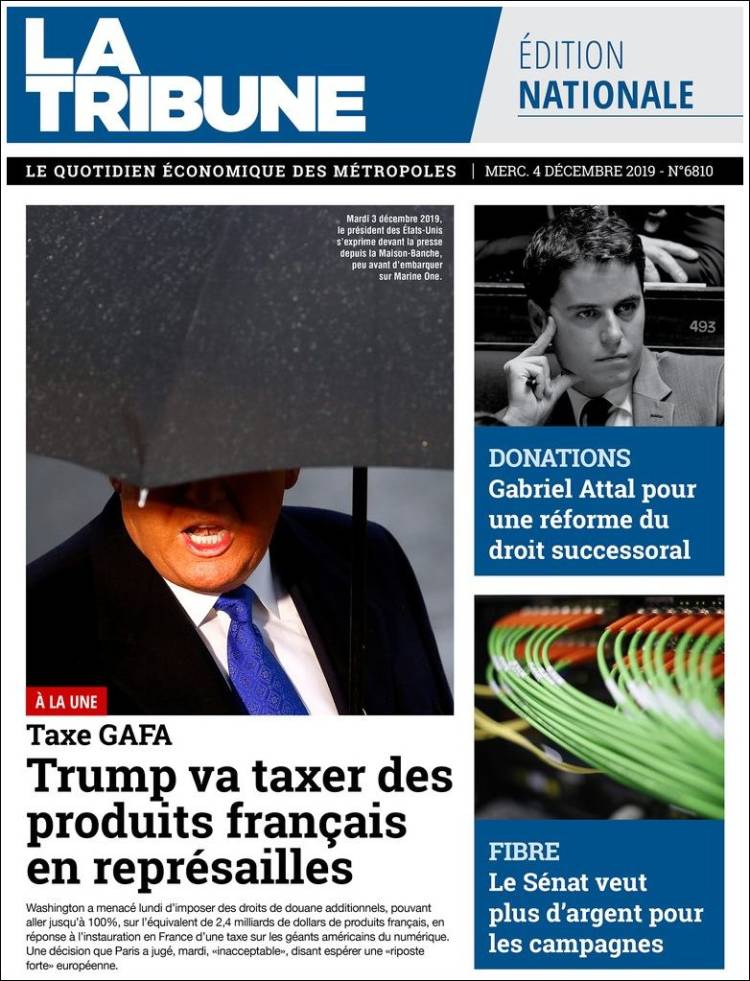 Portada de La Tribune (Francia)