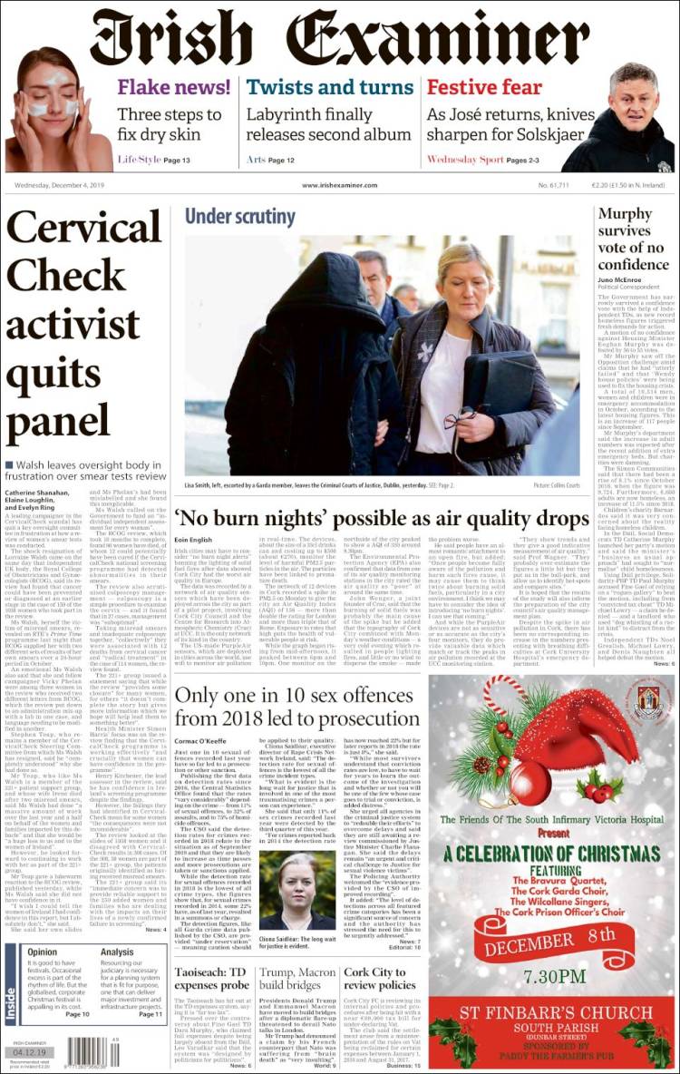 Portada de Irish Examiner (Irlanda)