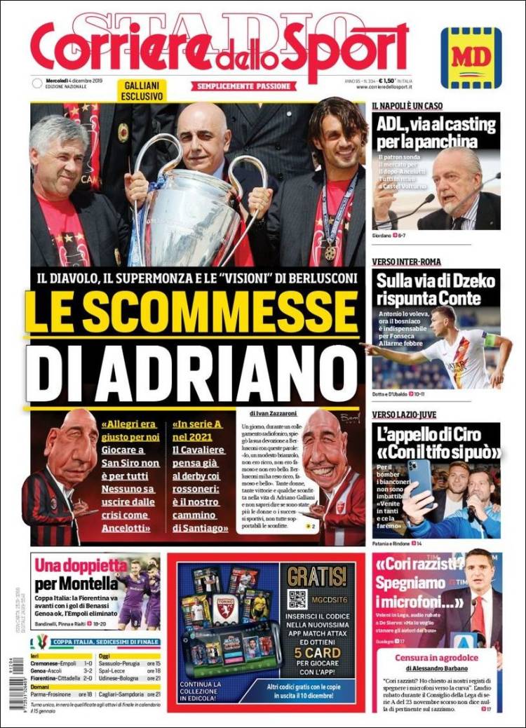 Portada de Corriere dello Sport (Italia)