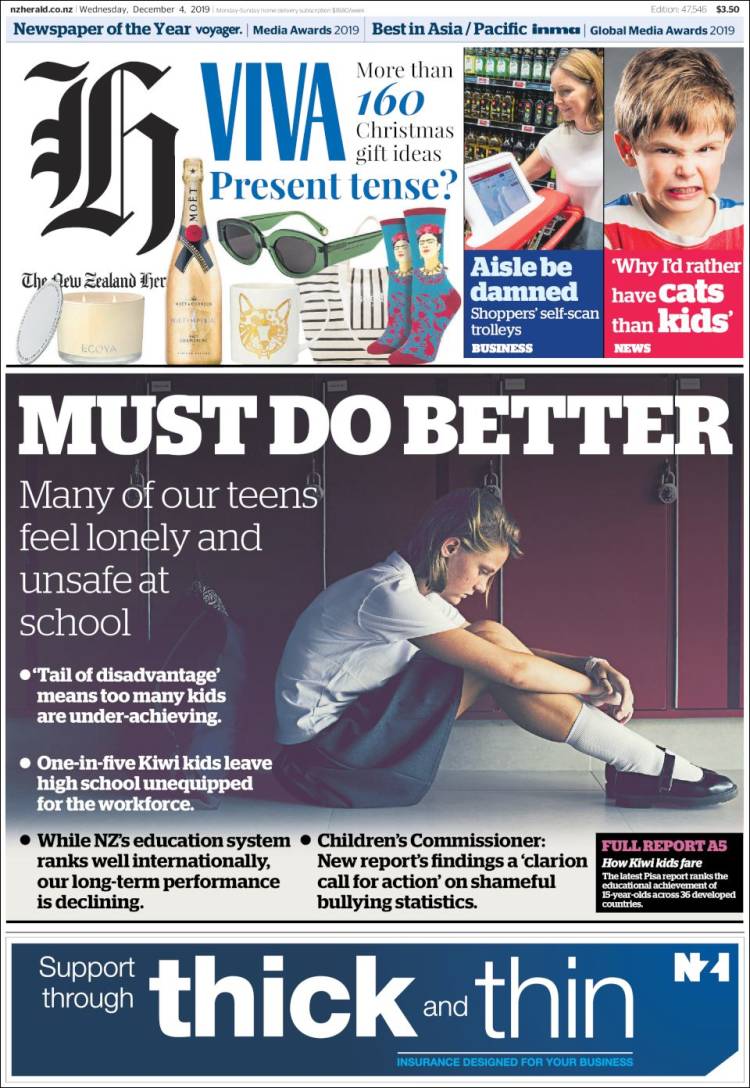 Portada de The New Zealand Herald (Nueva Zelanda)