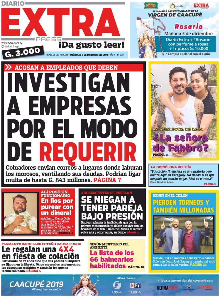 Portada de Diario Extra (Paraguay)